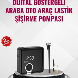 Mey İthalat® Kompakt Tasarımlı LED Işıklı Taşınabilir Hava Kompresörü
