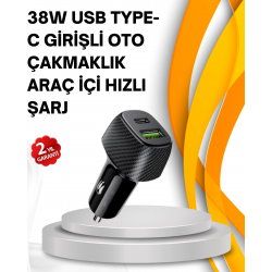 Mey İthalat® Kompakt Tasarımlı Type-C + USB Girişli Araç Şarj Başlığı