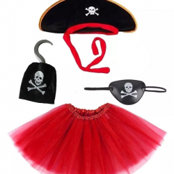 Mey İthalat® Korsan Şapkası Eteği Kancası ve Göz Maskesi Kostüm Seti Kız Çocuk