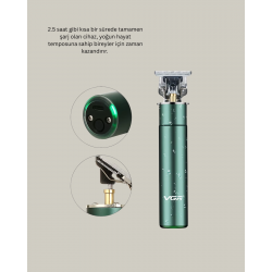 Mey İthalat® Koyu Yeşil Profesyonel Metal Gövdeli Saç Kesme Makinesi