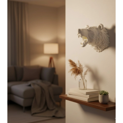 Mey İthalat® Krem Ayı Figürü Duvar Süsü Asılabilir Hediyelik Dekoratif 25x19 cm