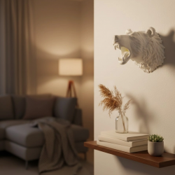 Mey İthalat® Krem Ayı Figürü Duvar Süsü Asılabilir Hediyelik Dekoratif 25x19 cm