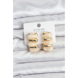 Mey İthalat® Krem Renk Pirinç Vintage Kadın Küpe