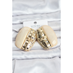 Mey İthalat® Krem Renk Pirinç Vintage Kadın Küpe