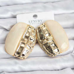 Mey İthalat® Krem Renk Pirinç Vintage Kadın Küpe