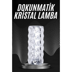 Mey İthalat® Kristal Lamba Masa Lambası Şarjlı Masa Lambası Dokunmatik Sensör Usb Şarjlı