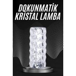 Mey İthalat® Kristal Lamba Masa Lambası Şarjlı Masa Lambası Dokunmatik Sensör Usb Şarjlı