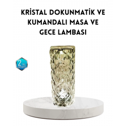 Mey İthalat® Kristal RGB LED Masa Lambası – Renkli Kumandalı Işık, Dekoratif ve Enerji Tasarruflu