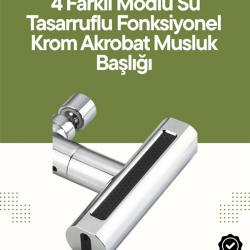 Mey İthalat® Krom Musluk Başlığı | 4'ü 1 Arada Su Çıkışı | Kolay Montajlı