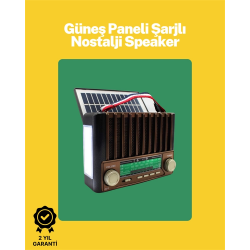 Mey İthalat® KTF-1428 Solar Panel Destekli Şarjlı Bluetooth Hoparlör – FM/AM/SW Radyo, AUX ve TF Kart Girişli