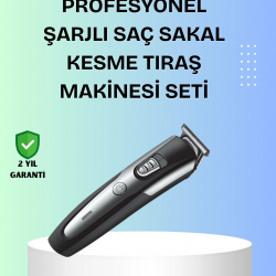 Mey İthalat® Kuaför Tipi Şarjlı Saç ve Sakal Kesme Makinesi Güçlü Motorlu