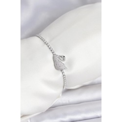 Mey İthalat® Kuğu Model Zirkon Taşlı Gümüş Renk Asansörlü Su Yolu Bileklik