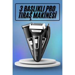 Mey İthalat® Kulak Burun Kıl Kesme Ense Yanak Tıraş Seti 3 Başlıklı Profesyonel