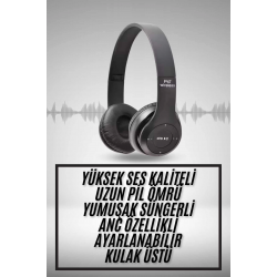 Mey İthalat® Kulak Üstü Bluetooth Kulaklık Yüksek Ses Kaliteli Ayarlanabilir