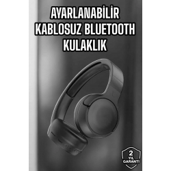 Mey İthalat® Kulak Üstü Kablosuz Bluetooth Kulaklık Gürültü Önleyici Uzun Şarj Süreli