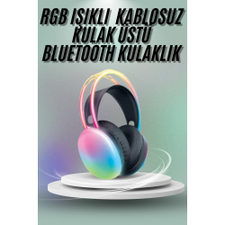 Mey İthalat® Kulak Üstü Kablosuz Bluetooth Kulaklık Unısex Renkli Işıklı Kulaklık