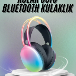 Mey İthalat® Kulak Üstü Kablosuz Bluetooth Kulaklık Unısex Renkli Işıklı Kulaklık
