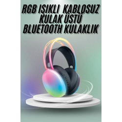 Mey İthalat® Kulak Üstü Kablosuz Bluetooth Kulaklık Unısex Renkli Işıklı Kulaklık