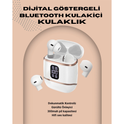 Mey İthalat® Kulakiçi Bluetooth Kulaklık V5.3 – 4’lü Set, Dijital Ekranlı, Gürültü Engelleme
