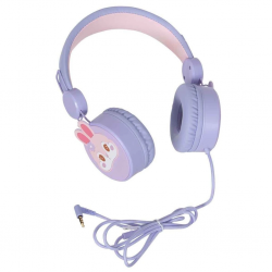 Mey İthalat® KULAKLIK MİKROFONLU KABLOLU TAVŞAN RESİMLİ LİLA