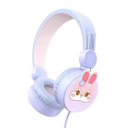 Mey İthalat® KULAKLIK MİKROFONLU KABLOLU TAVŞAN RESİMLİ LİLA