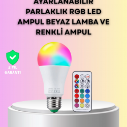 Mey İthalat® Kumanda Destekli Çok Renkli Akıllı LED Ampul
