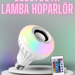 Mey İthalat® Kumandalı RGB Led Işık Bluetooth Hoparlör Ses Lambası Renkli Ampul