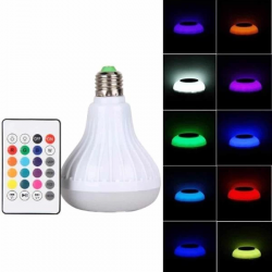 Mey İthalat® Kumandalı RGB Led Işık Bluetooth Hoparlör Ses Lambası Renkli Ampul