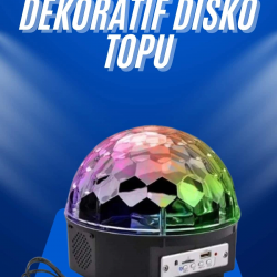 Mey İthalat® Küre Disko Topu Müzik Çalar Renkli Lazer Işıklı Bluetooth Disko Parti Işığı Kumandalı