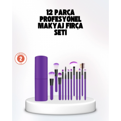 Mey İthalat® Kusursuz Makyaj İçin 12 Parça Profesyonel Fırça Seti Taşınabilir Kutu Hediyeli