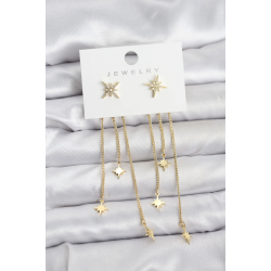 Mey İthalat® Kutup Yıldızı Model Gold Renk Pirinç Sallantılı Kadın Küpe