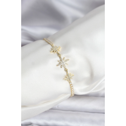 Mey İthalat® Kutup Yıldızı Model Zirkon Taşlı Gold Renk Su Yolu Kadın Bileklik