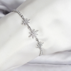 Mey İthalat® Kutup Yıldızı Model Zirkon Taşlı Gümüş Renk Su Yolu Kadın Bileklik