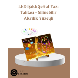 Mey İthalat® LED Aydınlatmalı Şeffaf Mesaj Tahtası – 30x20 cm, Neon Etkili Yazılar İçin Tasarlandı