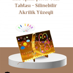 Mey İthalat® LED Aydınlatmalı Şeffaf Mesaj Tahtası – 30x20 cm, Neon Etkili Yazılar İçin Tasarlandı