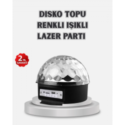 Mey İthalat® LED Disko Küresi Bluetooth Hoparlörlü Ritimle Senkronize Döner Işıklı