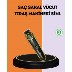 Mey İthalat® LED Ekranlı Şarjlı Saç ve Sakal Kesme Makinesi Erkek Bakım Cihazı Çok Başlıklı Set