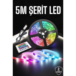 Mey İthalat® Led Işık 5 Metre Şerit Led RGB Işıklı