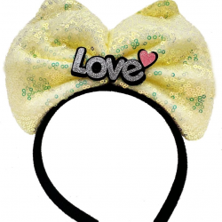 Mey İthalat® Led Işıklı 3 Farklı Foniyonda Yanan Gümüş Love Yazılı Sarı Fiyonk Taç 20X17 cm