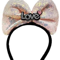 Mey İthalat® Led Işıklı 3 Farklı Foniyonda Yanan Toz Pembe Fiyonk Taç 20X17 cm