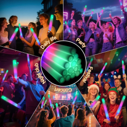 Mey İthalat® Led Işıklı 3 Modlu Kauçuk Işıklı Sünger Parti Çubuk Sopa - 46 cm (6’lı Paket)