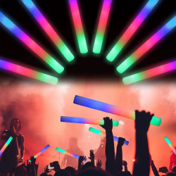 Mey İthalat® Led Işıklı 3 Modlu Kauçuk Işıklı Sünger Parti Çubuk Sopa - 46 cm (6’lı Paket)