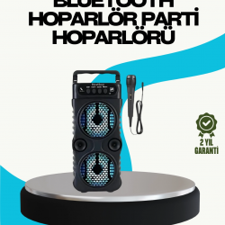 Mey İthalat® LED Işıklı Kablosuz Hoparlör – Bluetooth, FM Radyolu, Taşınabilir Şarjlı