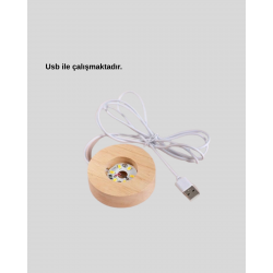 Mey İthalat® LED Işıklı Kristal Küre Ahşap Standlı Dekoratif Gezegen Model