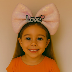 Mey İthalat® LED Işıklı Love Yazılı Pembe Fiyonk Taç – Kız Çocuk Parti Tacı