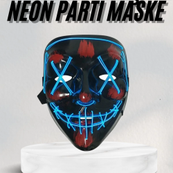 Mey İthalat® Led Işıklı Neon Maske Cadılar Bayramı Maskesi Korkunç Korku Maskesi