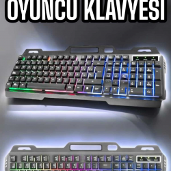 Mey İthalat® Led Işıklı Oyuncu Klavye Usb Girişli RGB Işıklı Q Klavye Mouse Hediyeli
