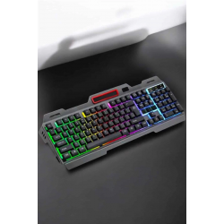 Mey İthalat® Led Işıklı  Klavye Usb Girişli RGB Işıklı Q Klavye Mouse Hediyeli