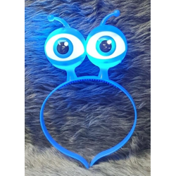 Mey İthalat® Led Işıklı & Pilli 3 Farklı Modda Yanan Uzaylı Göz Parti Tacı Mavi Renk 18x12 cm