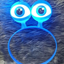 Mey İthalat® Led Işıklı & Pilli 3 Farklı Modda Yanan Uzaylı Göz Parti Tacı Mavi Renk 18x12 cm